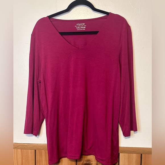Chico's Rich Pink Long Sleeve Top - Picture 1 of 3